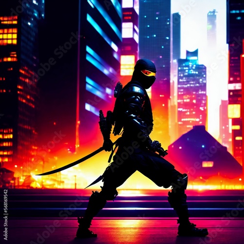modern technology cyborg robot ninja warrior, generative art by A.I © Flash