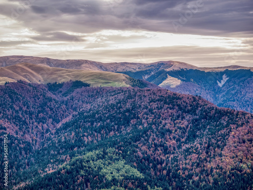 Beautiful landscape in the Baiului Mountain part of the Carpathian Mountains of Romania.