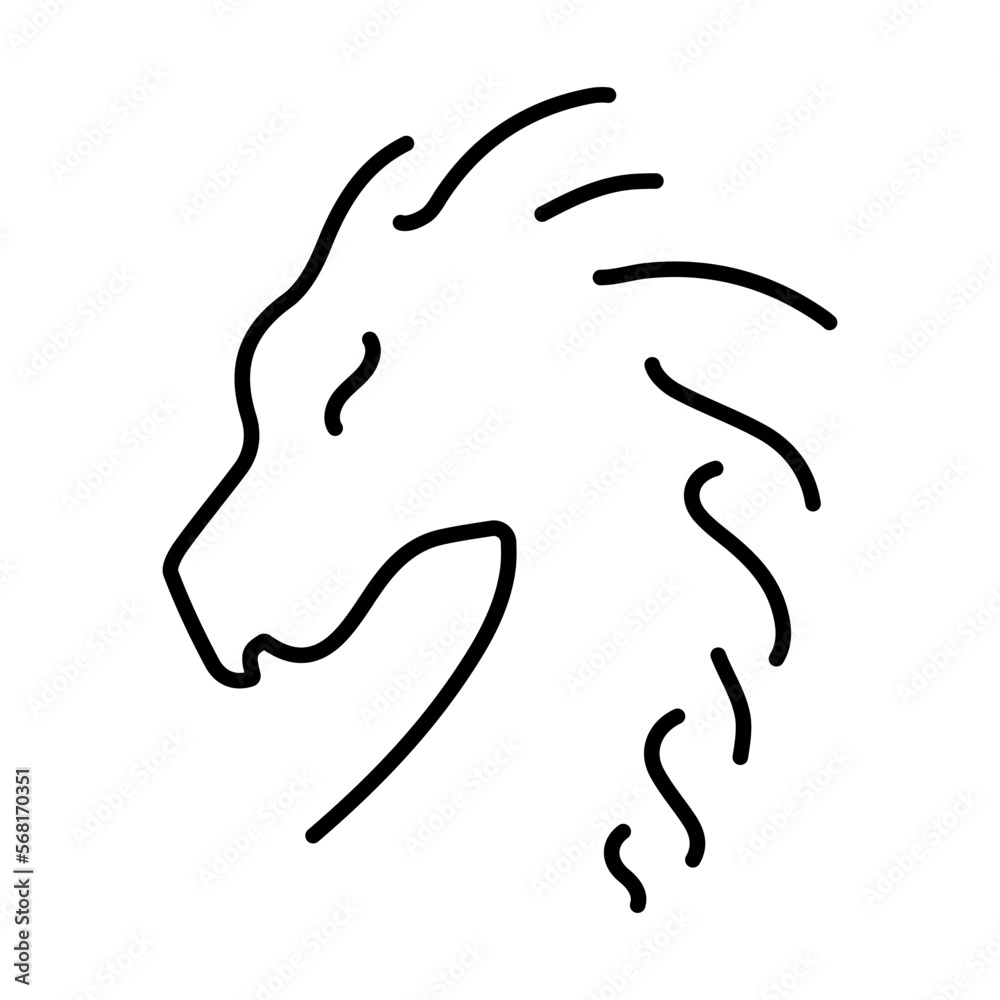 dragon icon on white background, vector illustration.