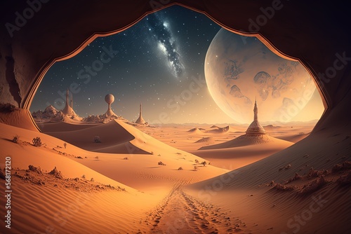 islamic background   sahara landscape   ai generated 