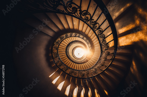 Spiral staircase  labyrinth  Generative AI