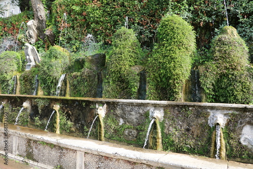 Water fountains in park Villa d'Este in Tivoli, Lazio Italy photo