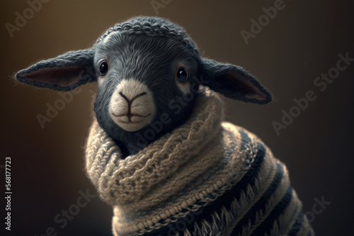sheep cute, Knitted, Ai Generative © Wemerson