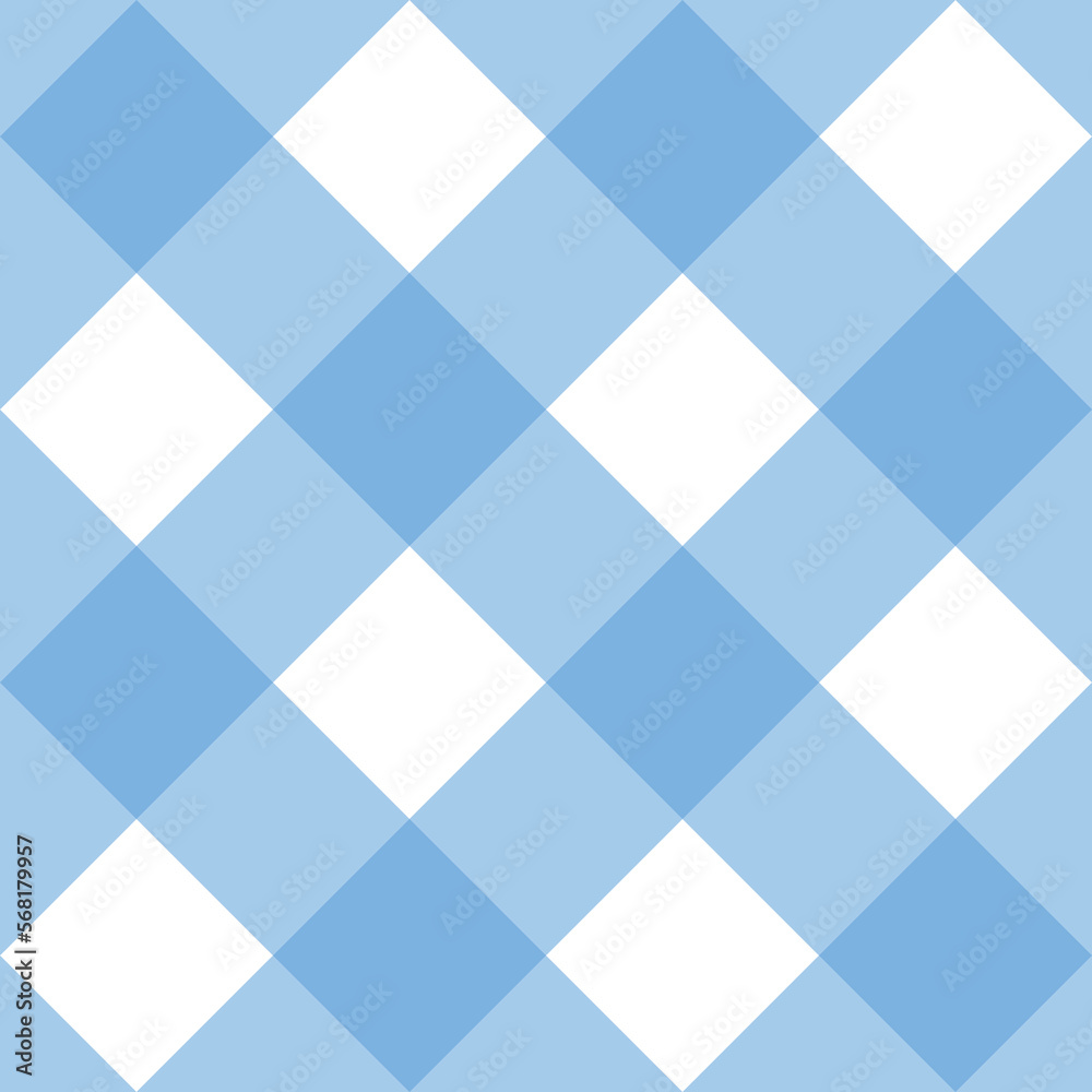 Seamless vector sweet blue and white background, checkered pattern or grid texture for web design, desktop wallpaper or culinary blog website