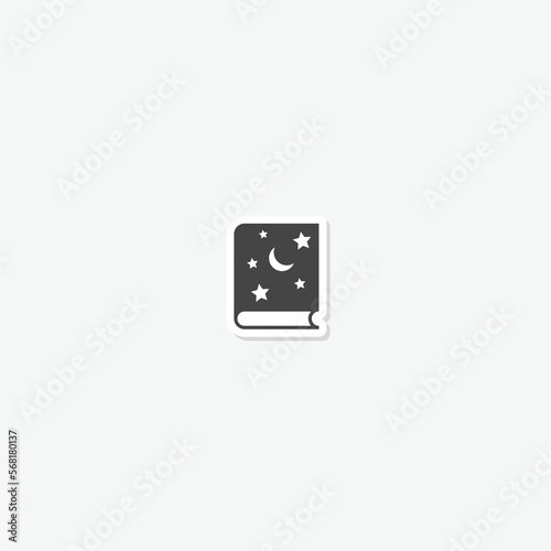 Magic book icon sticker isolated on gray background