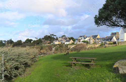 view of the village of Lancieux, Brittany, France photo