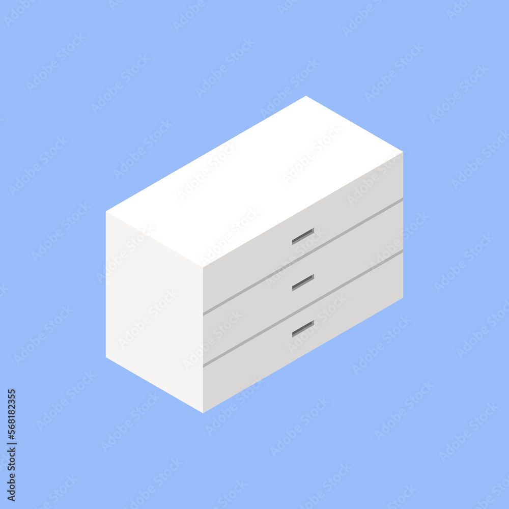 Isometric nightstand for decoration house. 3d home object. Vector illustration concept Isometric nightstand for decoration house. 3d home object. Vector illustration concept
