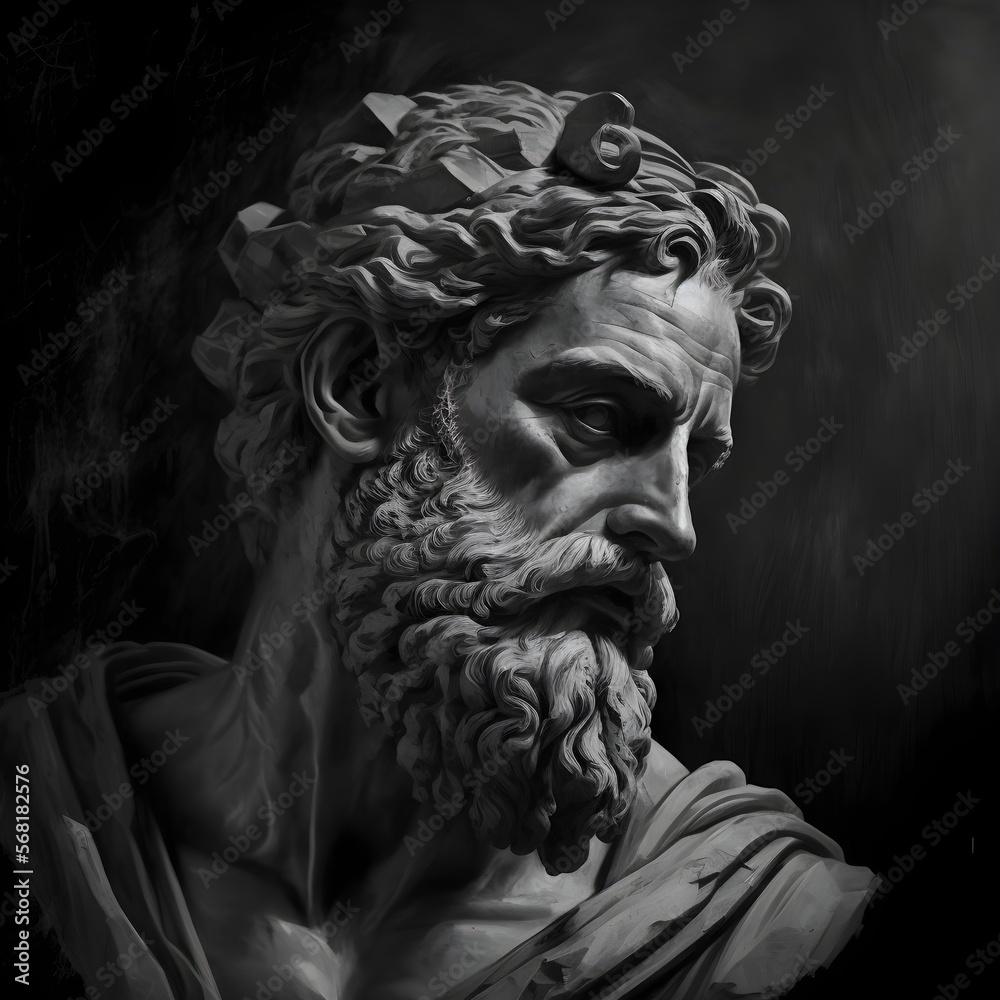 Aristoteles black and white oil apinting Stock Illustration | Adobe Stock