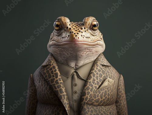 Portrait of toad dressed in a formal business suit  boss  generative ai