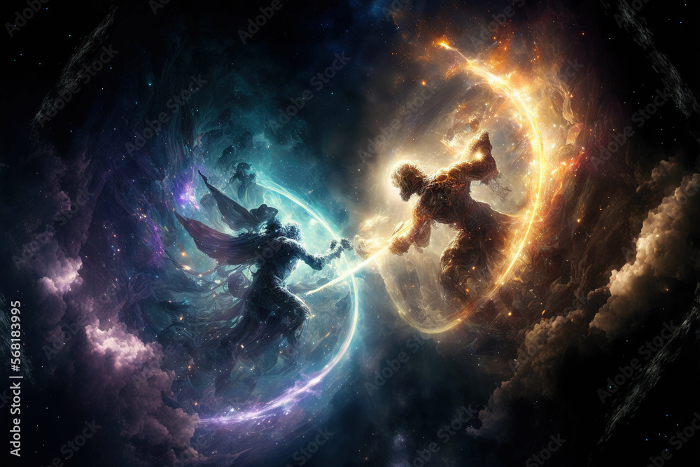 Gods of Creation Fighting in Space for Dominance