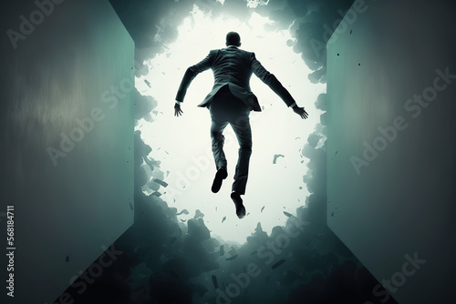 Business Man Falling Into the Void