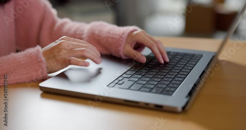 Woman work on laptop computer at home