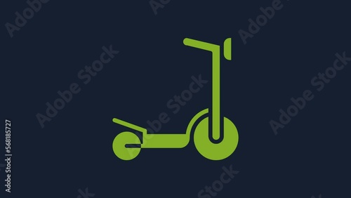Yellow Roller scooter for children icon isolated on blue background. Kick scooter or balance bike. 4K Video motion graphic animation