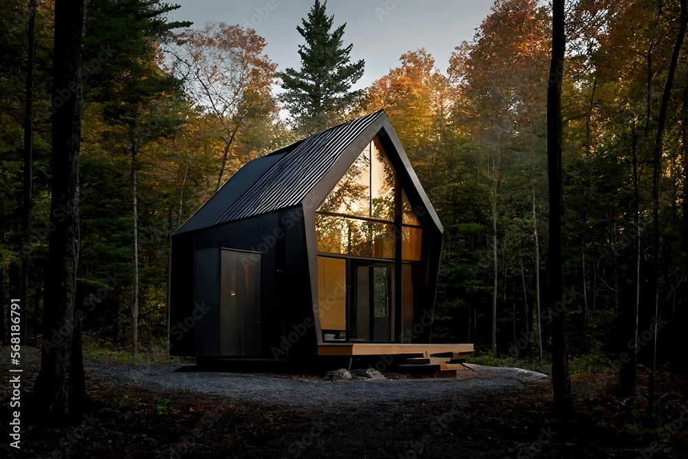 TIny Black House in Country