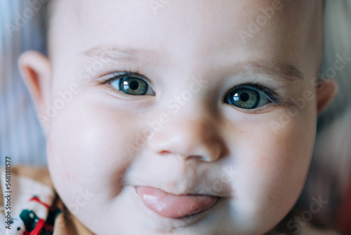 Happy portrait baby tongue twister photo