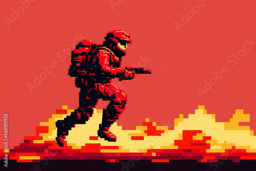 Pixel Art, Running Soldier
