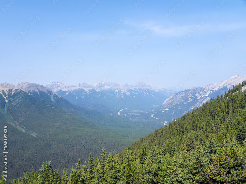 Forest and valley view in Banff National park in Canada