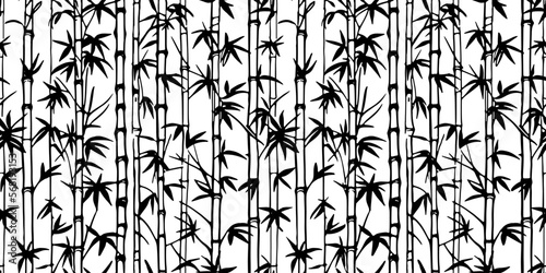 Tropical bamboo seamless pattern silhouette vector
