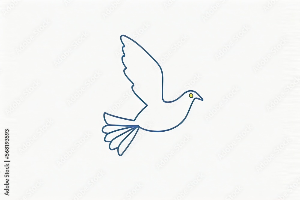 Obraz premium Generative AI, Flying pigeon as a peace symbols. No war sign. Simple line drawing