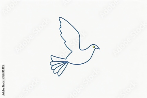 Generative AI  Flying pigeon as a peace symbols. No war sign. Simple line drawing