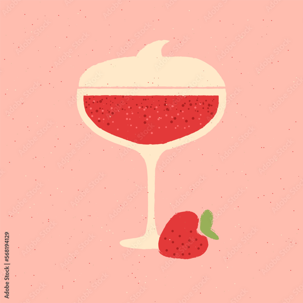 Margarita drink glass. Alcohol with cream and grapefruit. Pina colada