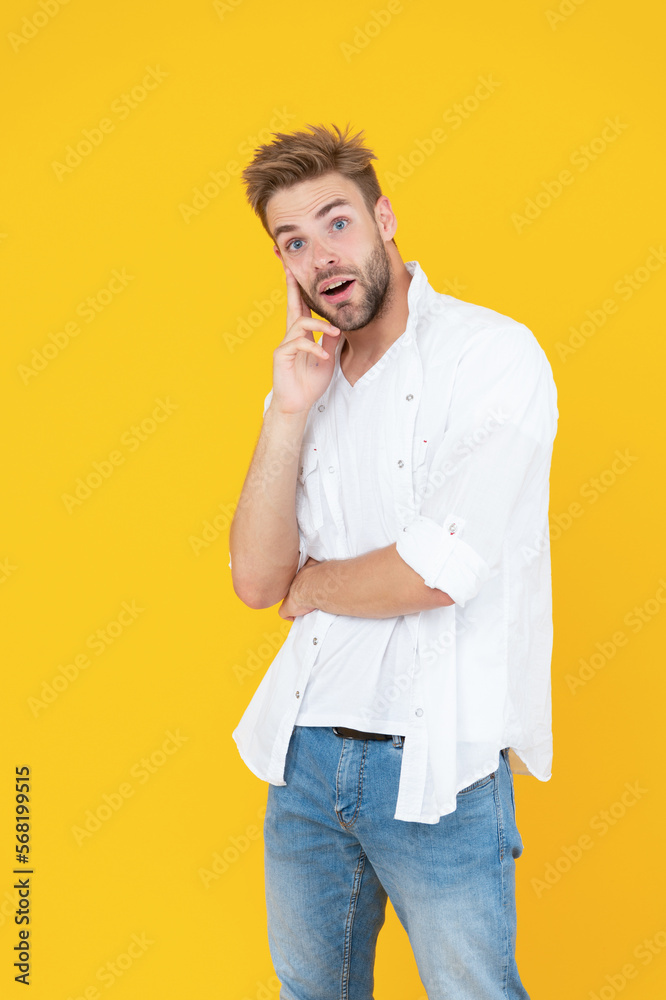 surprised handsome man with stubble on background. photo of handsome man with stubble hair. surprised handsome man with stubble on background. photo of handsome man with stubble hair.