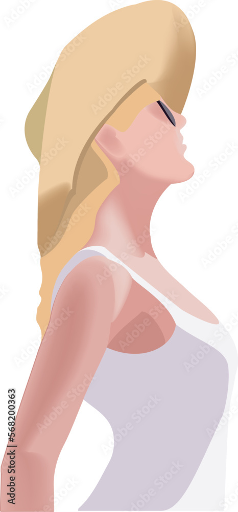 Young blonde woman with hat and sundress- Young blonde woman with hat and sundress-