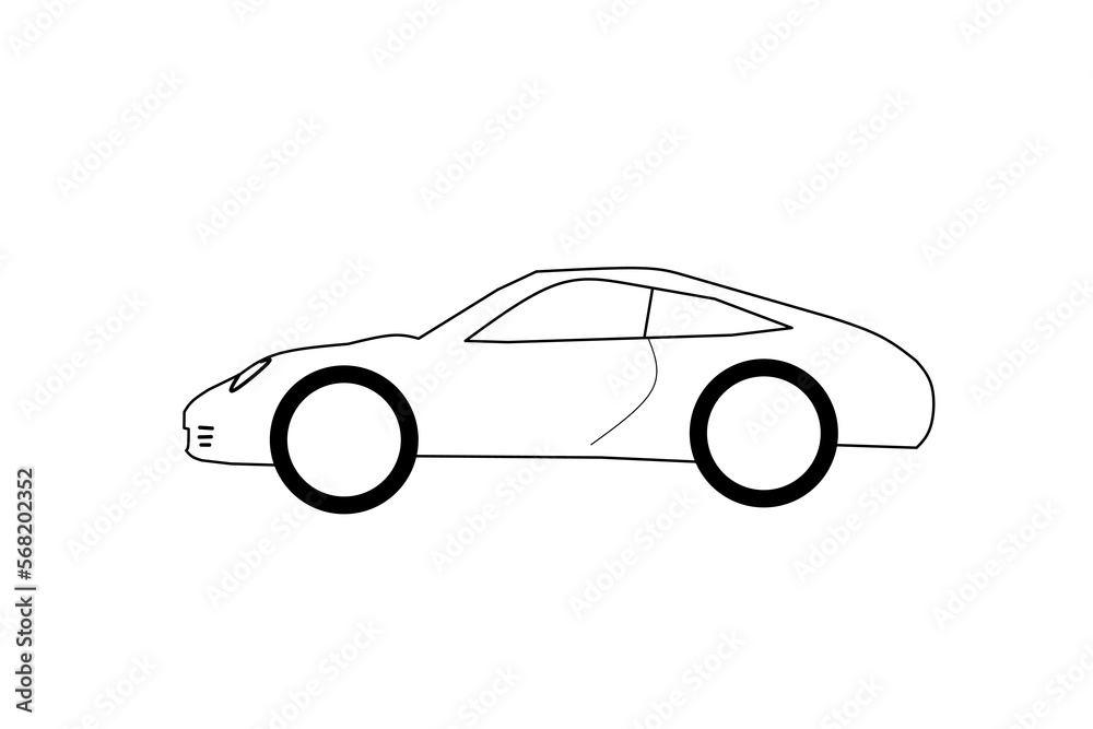 Coupe car sketch on white background. Vector illustration.