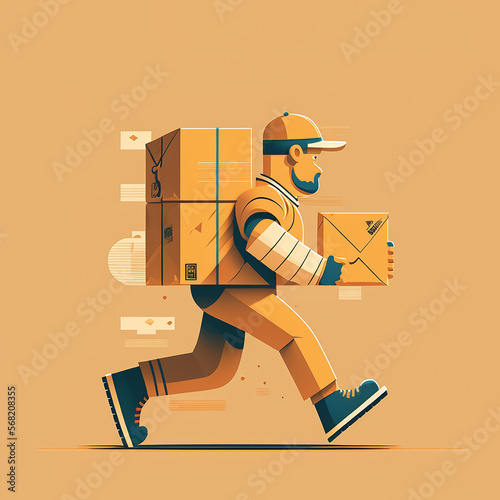Courier in a hurry to deliver a package