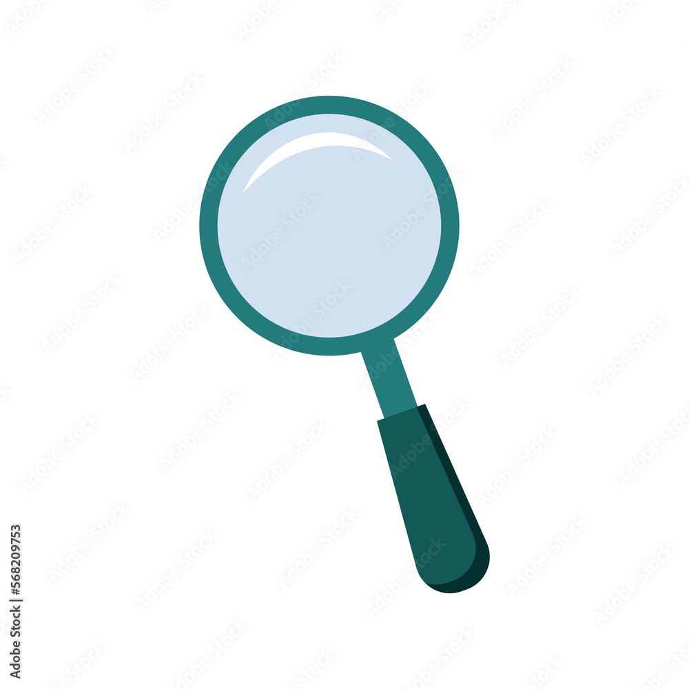 Magnifier icon in flat style. Magnifier for magnification. Vector illustration. Flat design vector illustration isolated on white background Magnifier icon in flat style. Magnifier for magnification. Vector illustration. Flat design vector illustration isolated on white background