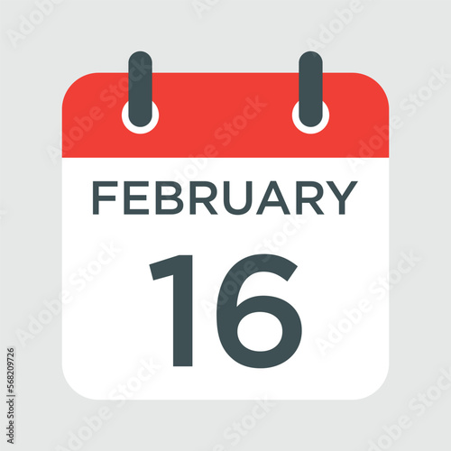calendar - February 16 icon illustration isolated vector sign symbol