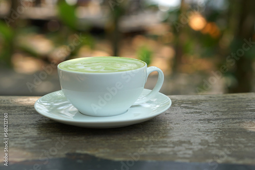 Fresh green tea in a glass