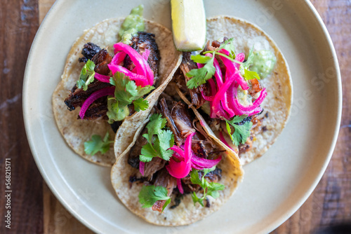 Cuadro en lienzo Mexican Food Meat Chicken Pork Taco Platter