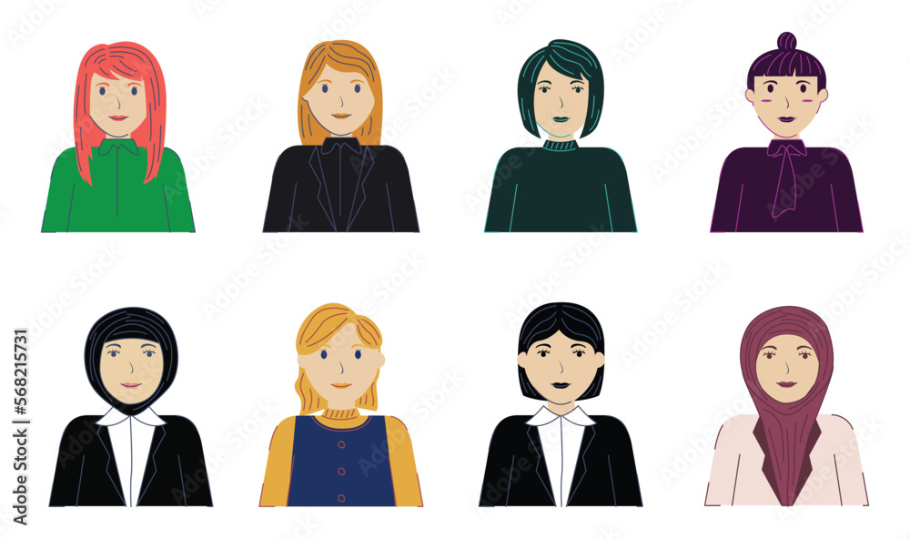 Elegant and Professional: A Collection of Stock Vector Minimalist Business Women's Illustrations Elegant and Professional: A Collection of Stock Vector Minimalist Business Women's Illustrations