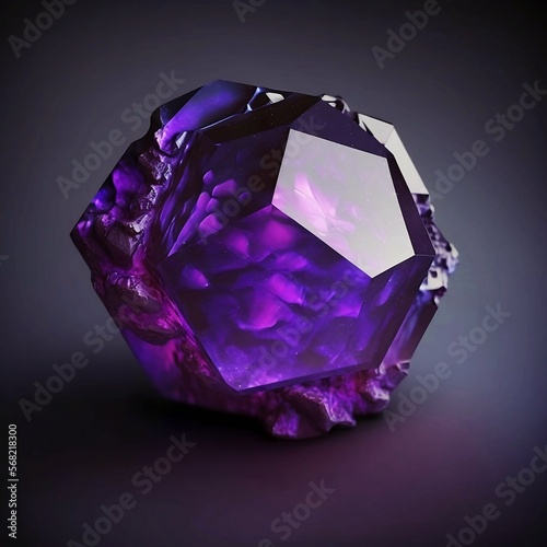 A hexagonal purple gemstone digital art