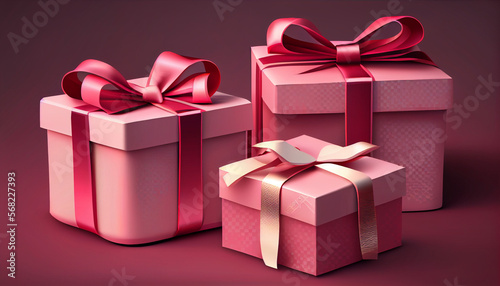 Valentines day background made from pink gifts, generative ai