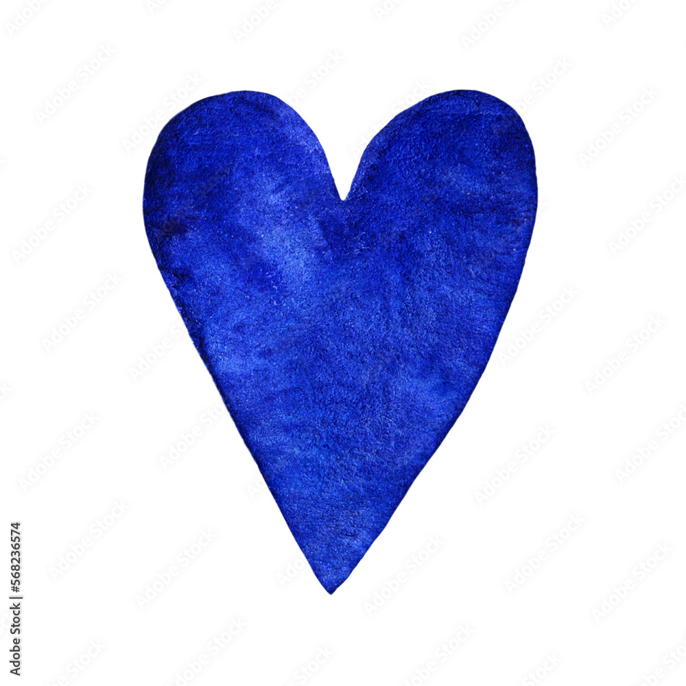 Painted Deep Blue Watercolor Heart