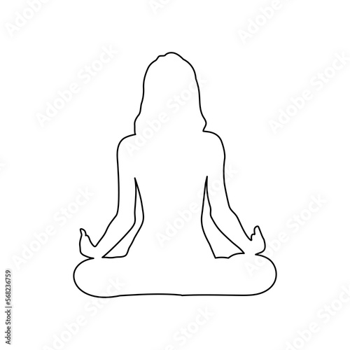 Outline silhouette of a woman meditating in yoga position Vector illustration