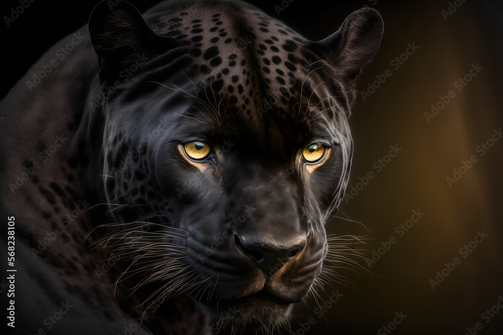 Portrait of a black panther. animal kingdom. Generative AI