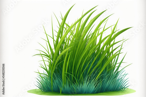 Green grass isolated on a white backdrop. Generative AI