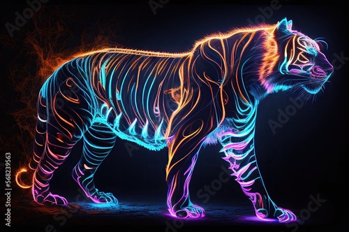 Tiger  Multi Color Style Glowing Generative AI © Johnathan