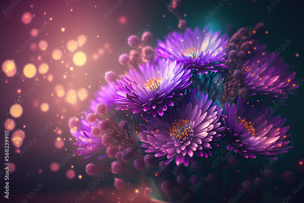Fototapeta premium Aster Flowers, Illustration, Generative AI