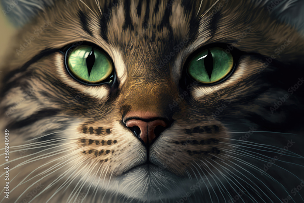 a close up of a cat's face. Generative AI