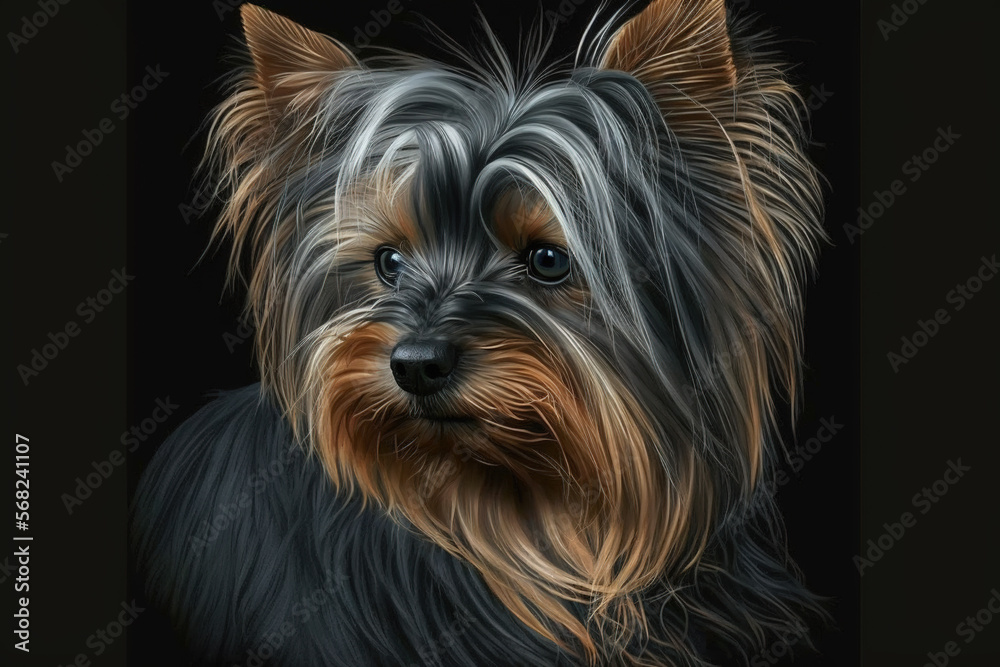 Close up of a Yorkshire terrier Generative AI