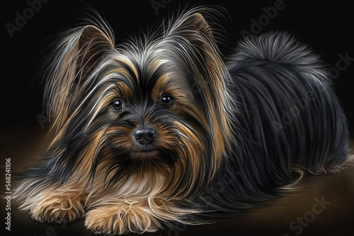 Yorkshire terrier lying down Generative AI