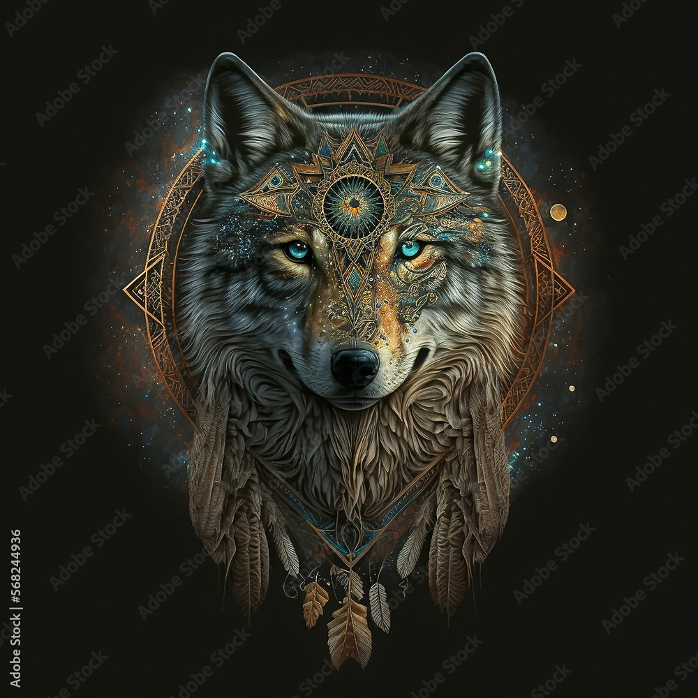 Fototapeta Spiritual shamanic wolf