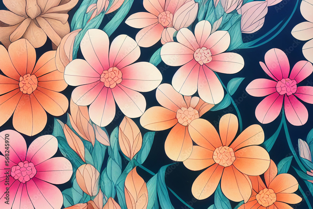 beautiful pink and orange flowers made with Generative AI