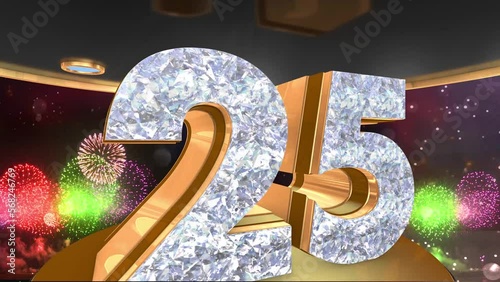 25th anniversary animation in gold and diamonds with fireworks background, 
Animated 25 years anniversary Wishes in 4K 
