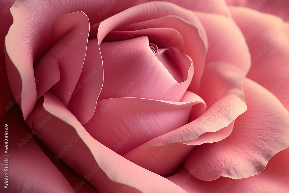 Pink rose petals up close. Generative AI
