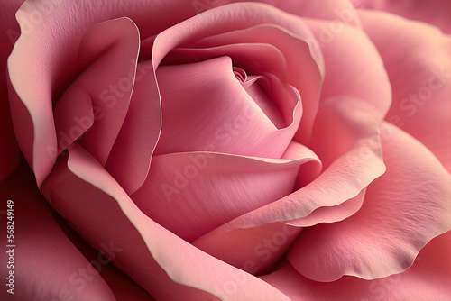 Pink rose petals up close. Generative AI